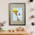 A young black boy with afro hair sits on a cloud that brings him up to a giraffe's face (A3 framed with grey mount)