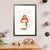 A green caterpillar shelters from the rain under a vibrant red mushroom (A3 framed with white mount)