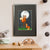 Two orange foxes try to reach a full moon by climbing a ladder in front of a starry night sky (A3 framed with black mount)