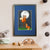 Two orange foxes try to reach a full moon by climbing a ladder in front of a starry night sky (A3 framed with blue mount)