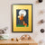 Two orange foxes try to reach a full moon by climbing a ladder in front of a starry night sky (A3 framed with gold mount)