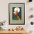 Two orange foxes try to reach a full moon by climbing a ladder in front of a starry night sky (A3 framed with grey mount)
