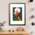 Two orange foxes try to reach a full moon by climbing a ladder in front of a starry night sky (A3 framed with white mount)