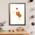 A furry brown sloth flies high while holding on to a bunch of red, yellow, and green balloons, though a couple of the balloons have escaped his grasp (A3 framed with white mount)